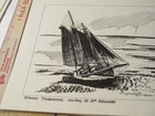 Art Line Drawings 1970 Samuel Manning Camden Maine Schooner Timberwind Boat Ship