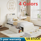 Twin Bed Frame For Kids  Boucle Upholstered Platform Bed Boys girls W 2 Drawers