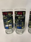  4  Vintage 1970   s 7in Beer Glass Miller High Life Stained Glass