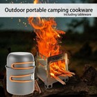 Camping Cookware Mess Kit With Pot Fork Mesh Bag For Outdoor Camping Picnic