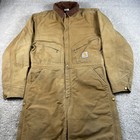 Vtg Carhartt Coveralls Men s 42r Brown Quilt-lined Insulated Duck Canvas