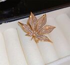 Fashion Maple Leaf Pearl Butterfly Crystal Zircon Brooch Pin Women Jewelry Gift