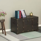 Brown Large Wooden Storage Trunk With Lockable Latch