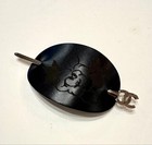 Chanel Camellia Hairpin Barrette Logo Coco Mark 98a Leather Black Accessary