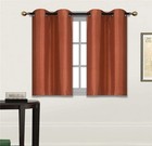 Contemporary 2 Panel Faux Silk Blackout Curtains For Small Windows - Orange