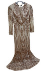 Champaign Gold Sequin Ballgown Long Sleeve Detachable Train Mermaid Women Dress