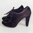 St  John Brown Suede Lace-up Oxford Heels Block Heel Booties Women   s Size 8 5