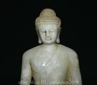 6 2   Old Chinese White Jade Carved Buddhism Shakyamuni Sakyamuni Buddha Statue