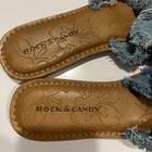Sandals Women s Laze Bow Rock   Candy Blue Denim Slide Frayed Size 8 New W tags