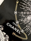 Chanel Gold Chain Bracelet Silver Crystal Cc Logo Links