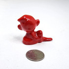 Vtg Lefton  Ceramic Red Pixie Elf Sitting 1 75  Figurine Mid Century Japan