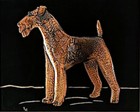 Vtg Airedale Terrier Copper Relief 1952 Handmade Artisan Wall Hanging framed Art