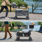 Collapsible Push   Pull Shopping Cart With Wheels   Brakes  Foldable Wagon For G