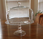 Vintage Elegant Imperial Clear Glass Candlewick 3 Ball Cake Stand With Cover