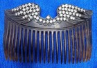 Vintage Strass Celluloid Rhinestone 4 625  Hair Comb -  Brown Tortoise Shell 