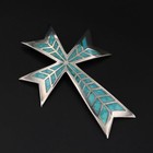 Vtg Sterling Silver - Navajo 1976 H Craig Turquoise Cross Necklace Pendant - 14g