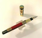 New Gold black wood Fountain Pen Smooth Med Nib W  Converter   Cartridge Perfect