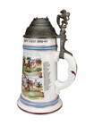 Antique German Regimental Lithopane Beer Stein Prinz Carl V  Bayern 1896-99