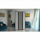 6ft Tall Black Window Pane Shoji Room Divider 3-panel Folding Screen Privacy Use