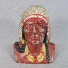 Vintage Cast Iron Still Bank Native American Indian Chief Bust Head