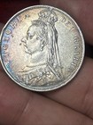 1889 Great Britian Half Crown Victoria Details Toning Silver Coin