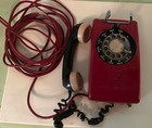 Vintage Rotary Wall Phone Rare Western Electric Bell Series 554 Red Black Cream