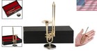 Handcrafted Mini Brass Trombone Model With Stand And Case - Decorative Ornament