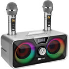 Portable Karaoke Machine Bluetooth Speaker Rechargeable 2 Wireless Microphones