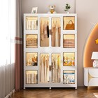 Portable Wardrobe Closet Organizer 12 Magnetic Doors 12 Cubes White