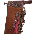 Whiskey Twisted Fringe Chinks Brown Suede Floral Tooled Accents - Chaps New