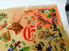 Antique 1878 Preworked Needlepoint Folk Art Sampler 21x22  Pansies Butterfly Wow