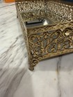 Vintage Ornate Filigree Gold Tone Metal Rectangle Vanity Tray Mirror 5 X 10   