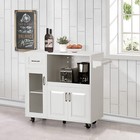 Kitchen Island Cart Trolley Storage Cabinet Microwave Cart With Towel Holder