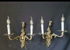 Vintage Of French Brass 2 Light Sconce Wall Light