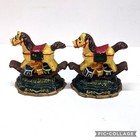 Vintage Hand Painted Cast Iron Rocking Horses Bookends Doorstop Set 1980s Decor