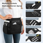 Server Apron Water Resistant Nylon Adjustable Waist Multiple Pockets Black