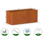 Large Corten Steel Planters 36 x15 x15  Rectangular Metal Planter Box For Garden