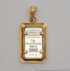 Rare 1g Statue Of Liberty 999 Fine Platinum Ingot W  Heavy 14k Gold Pendant