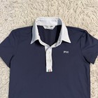 Boy   s Size 10 Navy For Horses Short Sleeve Horseback Riding Show Shirt
