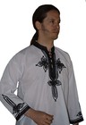 Moroccan Men Tunic Shirt Cafan Casual Handmade Embroidered Cotton X- Large White