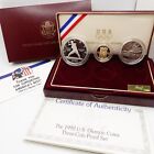 1992 U s Mint Olympic Gold   Silver 3 Coin Proof Set Ogp   Coa