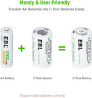 Ebl C Size Battery Adapters  Aa To C Size Battery Spacer Converter Case Use With