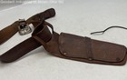Vintage Western Tooled Leather Gun Holster And Belt Ornate Buckle Sz Adj