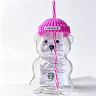 Starbucks Bearista Rose Red Bear Glass Tumbler Cold Cup W  Straw 20oz 591ml