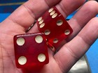 Beautiful Pair   large Red Bakelite Dice  1   inch Square          b-3
