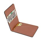 Money Clip Wallet Slim Bifold Card Holder Faux Leather Black Brown Front Pocket