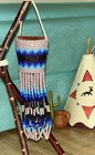 Native Handmade Artisan Hand-beaded Hanging Tribal Basket  5 8   lg -awesome Find 