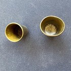 Vintage Brass Thimble Set 2 Piece Traditional Dimpled Metal Sewing Notions Gold