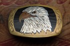 Vintage Hand Made Eagle Head Inlay Western Belt Buckle