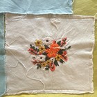 Floral Embroidered Fabric Pieces Panels Lot Of 3